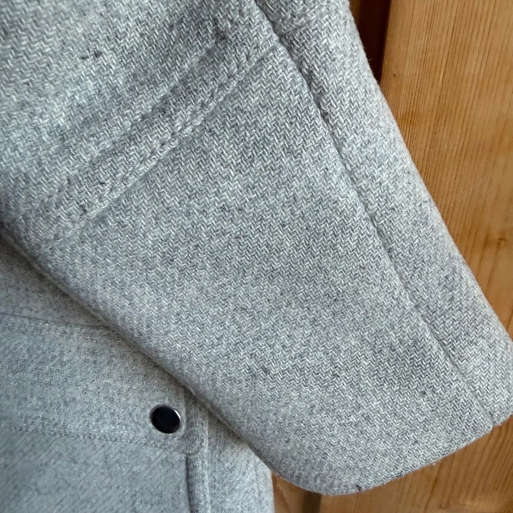 J.Crew Stadium Cloth Nello Gori Wool Blend Hooded Coat Gray Parka Size 00 - Picture 7 of 16